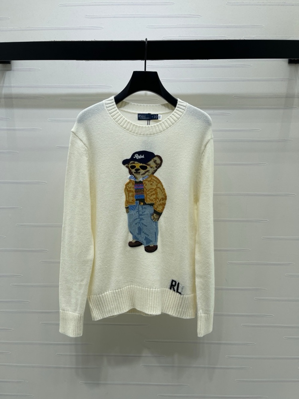 Polo by Ralph Lauren Cream Sweater with Embroidered Bear